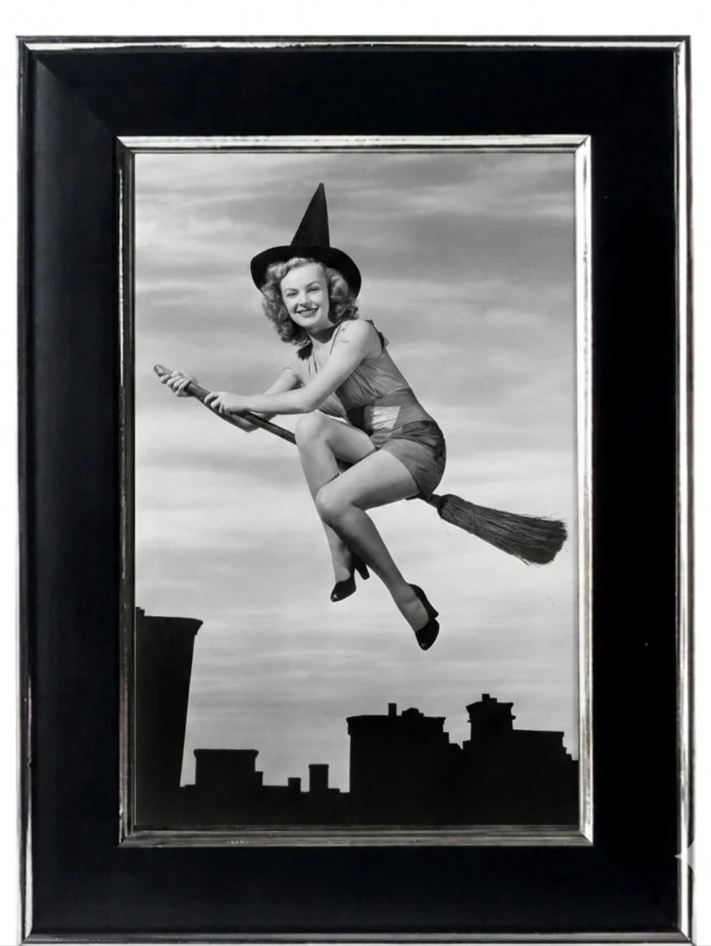 Vintage Flying Pin Up Witch Wican Pagan Halloween Witches Framed Photo Print Art